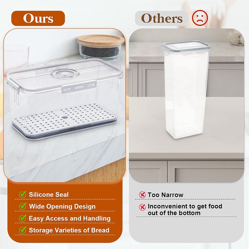 ANYPROLUS Bread Box for Homemade Bread Boxes for Kitchen Counter Airtight, Time Recording Bread Storage Container with Lid, Bread Containers Storage Airtight Loaf Bread Keeper, Large, White - Image 5